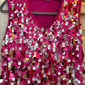 Pink Silver Sequin Disco Retro 1980s Mini Dress Costume